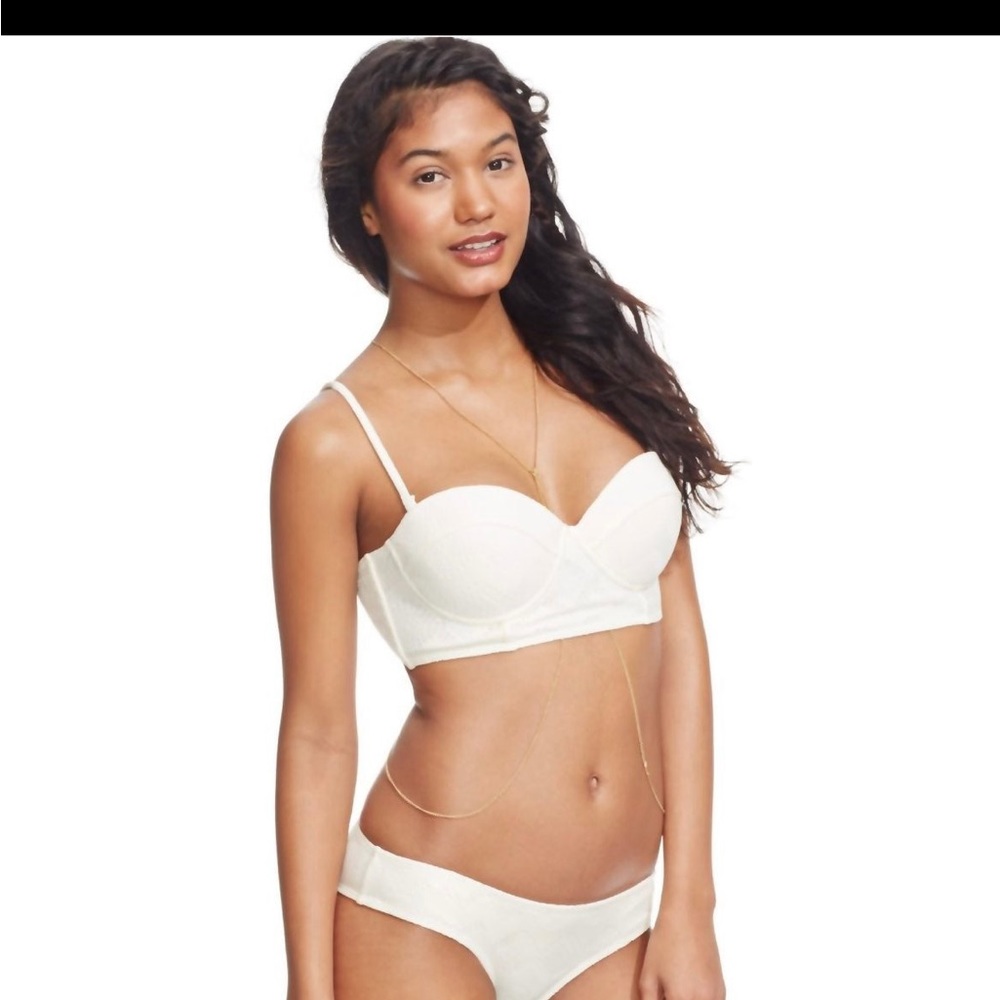 White balconette bikini top bustier longline push up corset